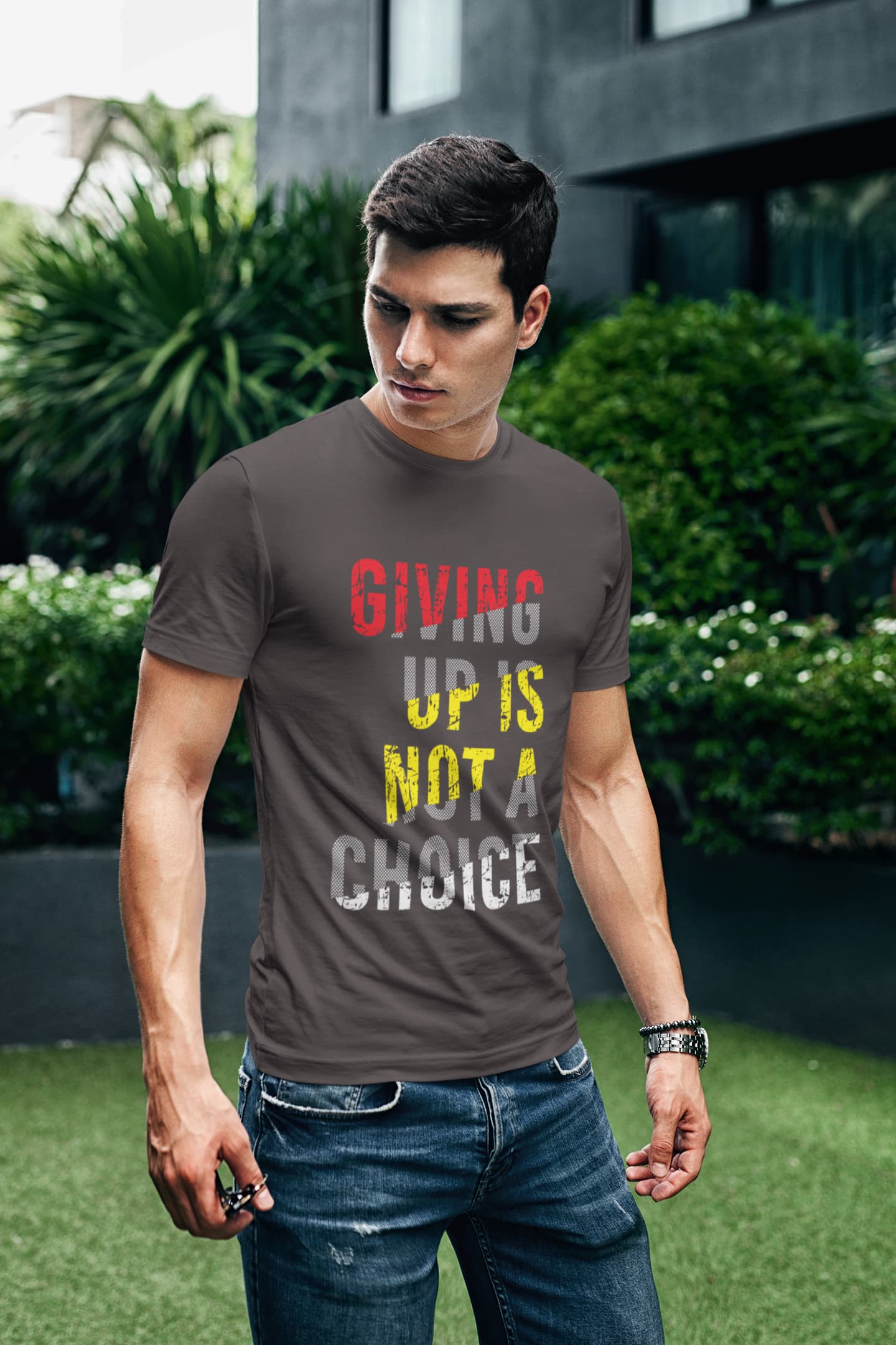 Men's Charcoal Grey Round Neck T-shirts