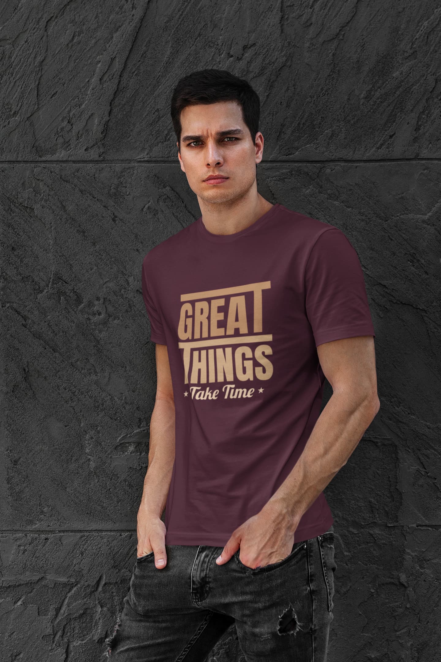 MENS BURGUNDY ROUNDNECK T-SHIRT