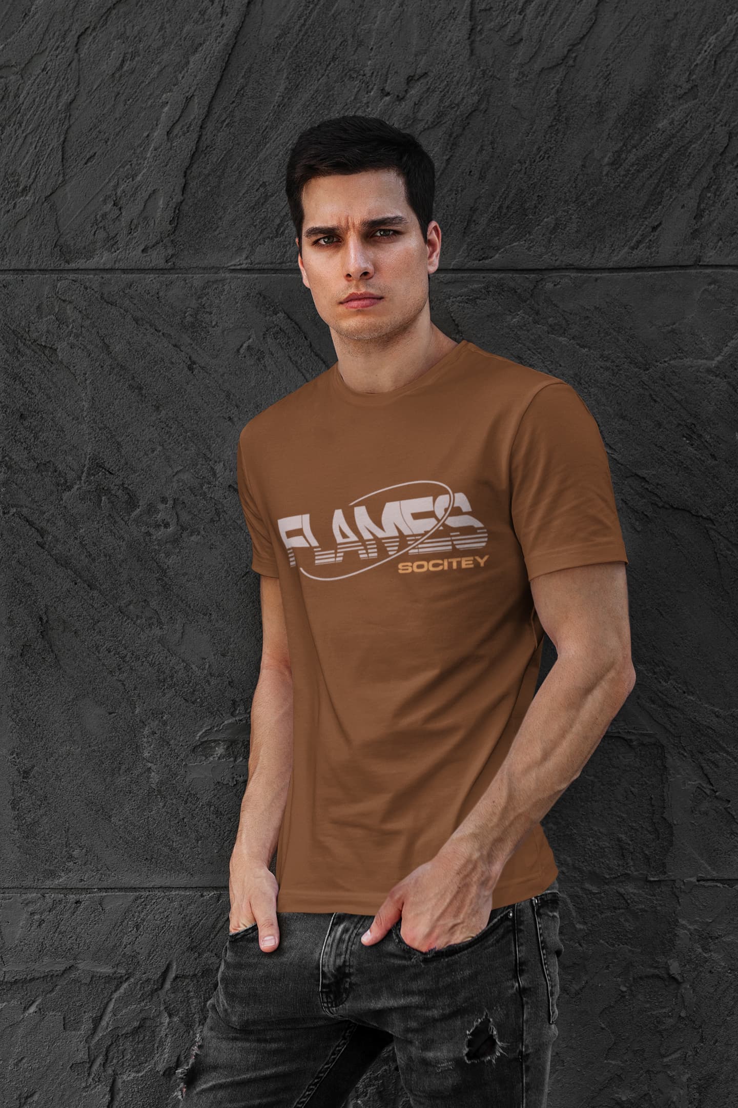 MENS COFFEE BROWN ROUNDNECK T-SHIRT