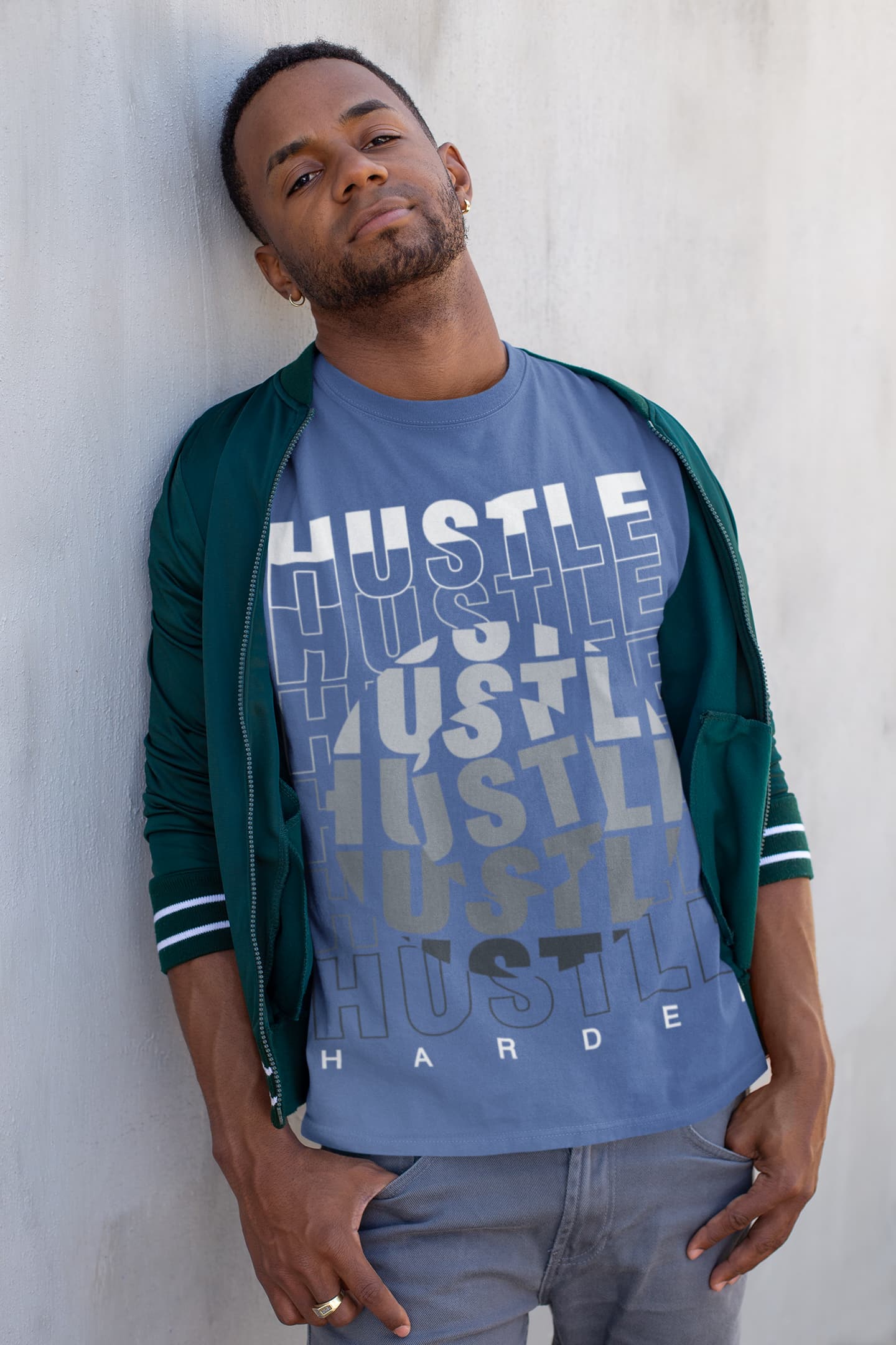 Men's Smoke Blue Round Neck T-shirts