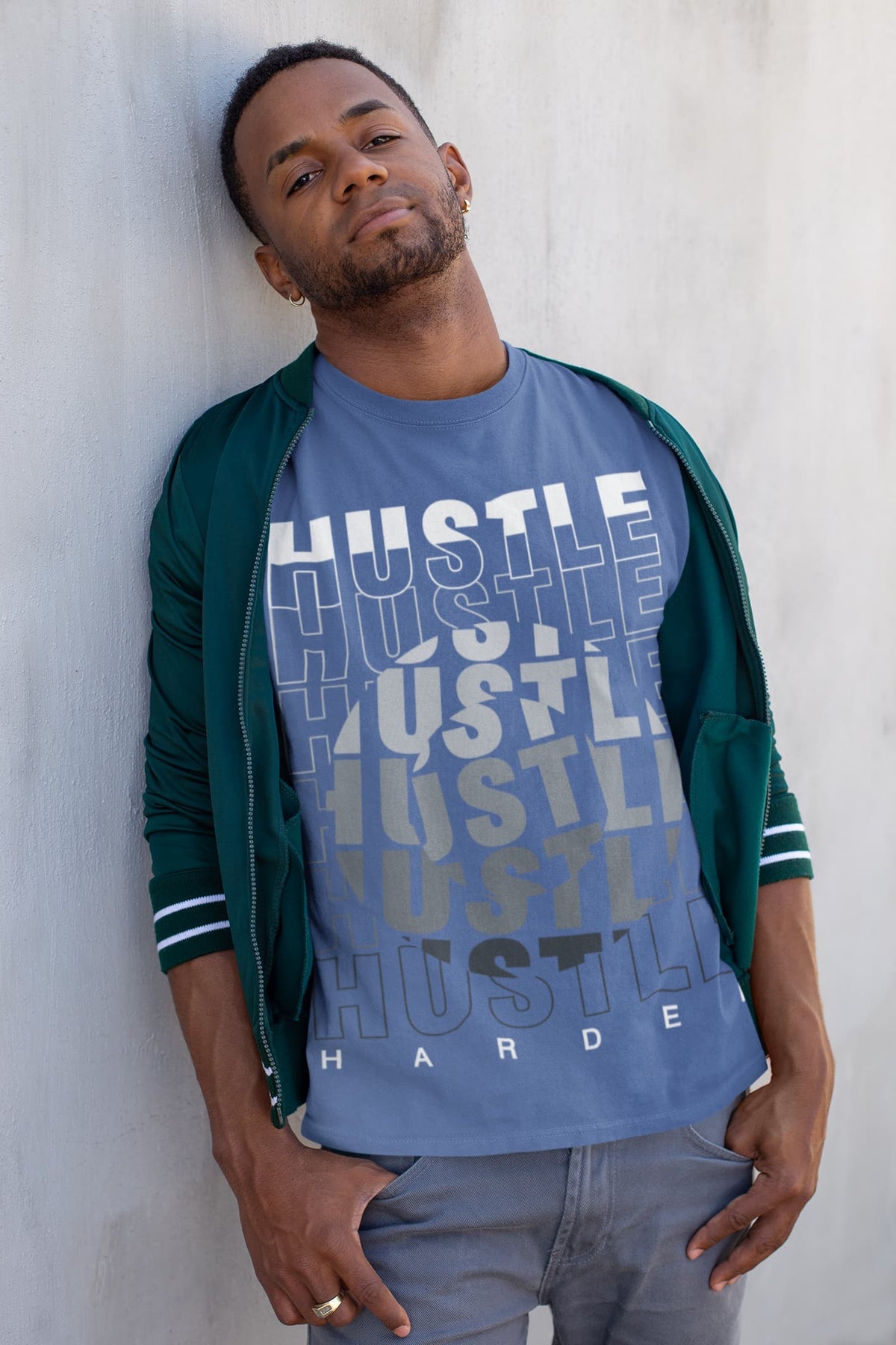Karavirs® Bustle Smoke Blue graphic tee for men India
