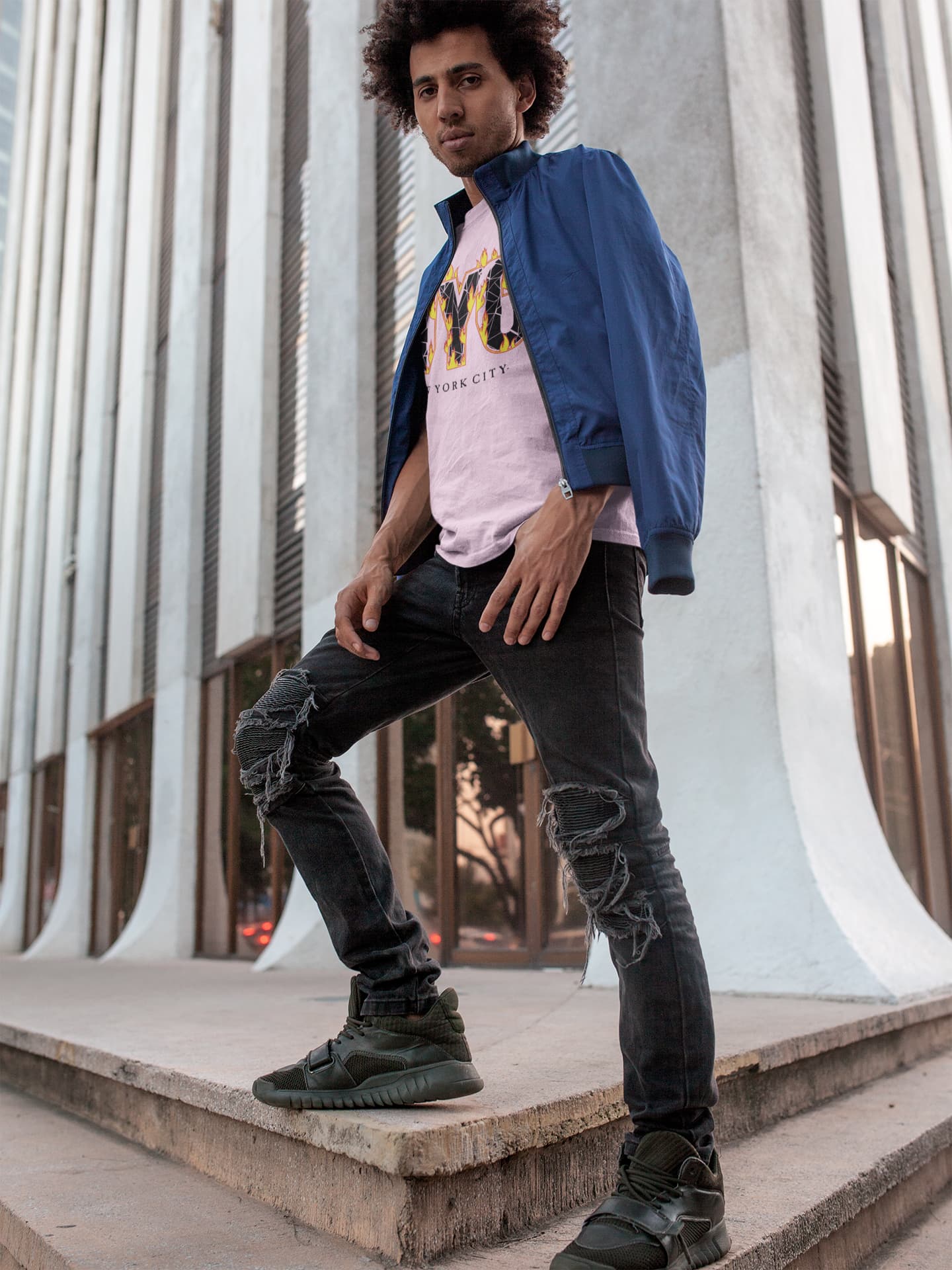 Men's Light Pink Round Neck T-shirts