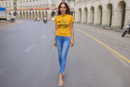 WOMENS GOLDEN YELLOW ROUNDNECK T-SHIRT