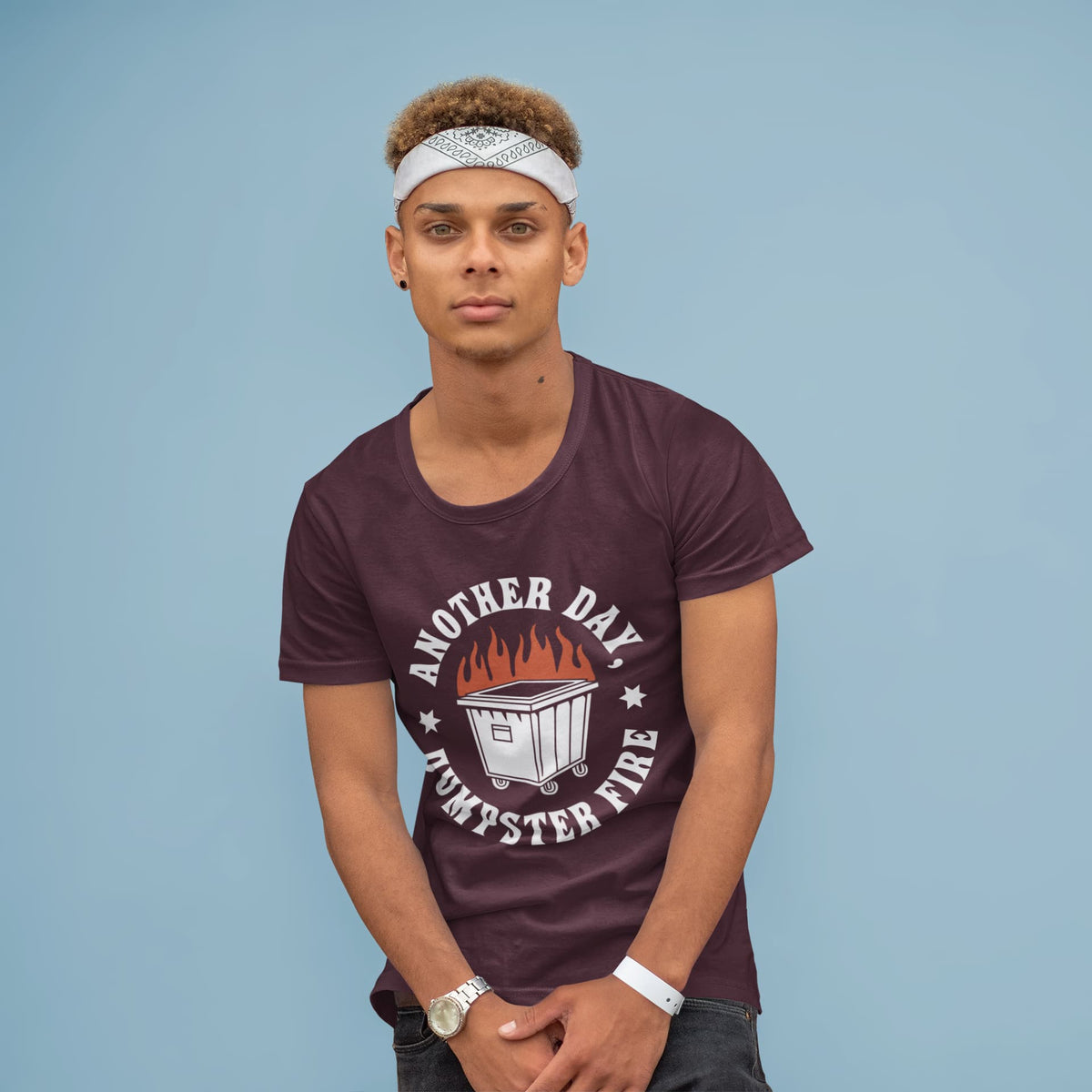 Men's Burgundy Round Neck T-shirts