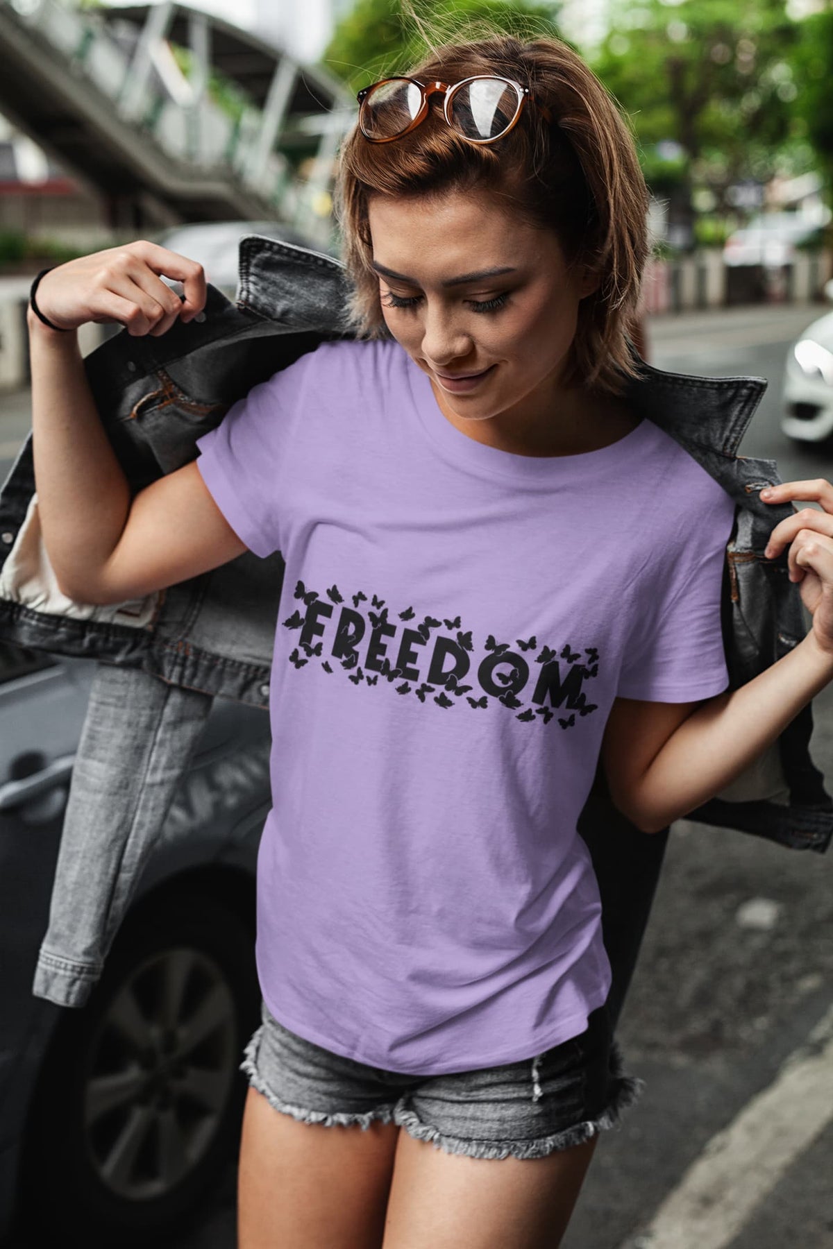 Women's Iris Lavender Round Neck T-shirt