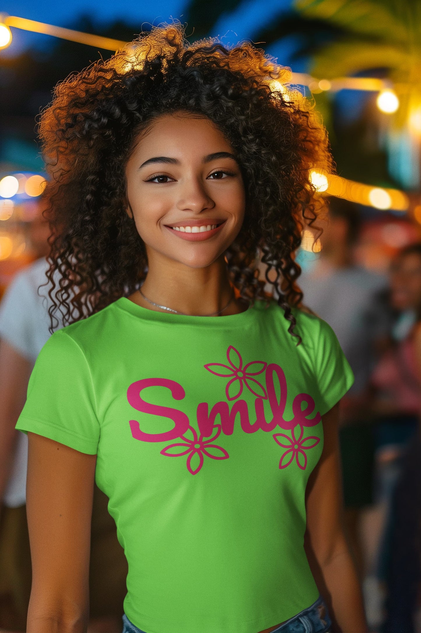 Women's Liril Green Round Neck T-shirts