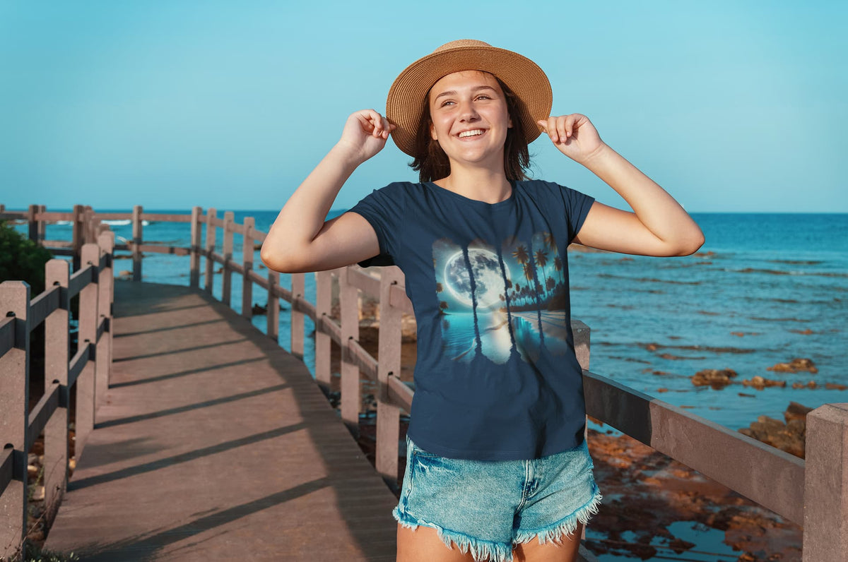 Women's Navy Blue Round Neck T-shirts