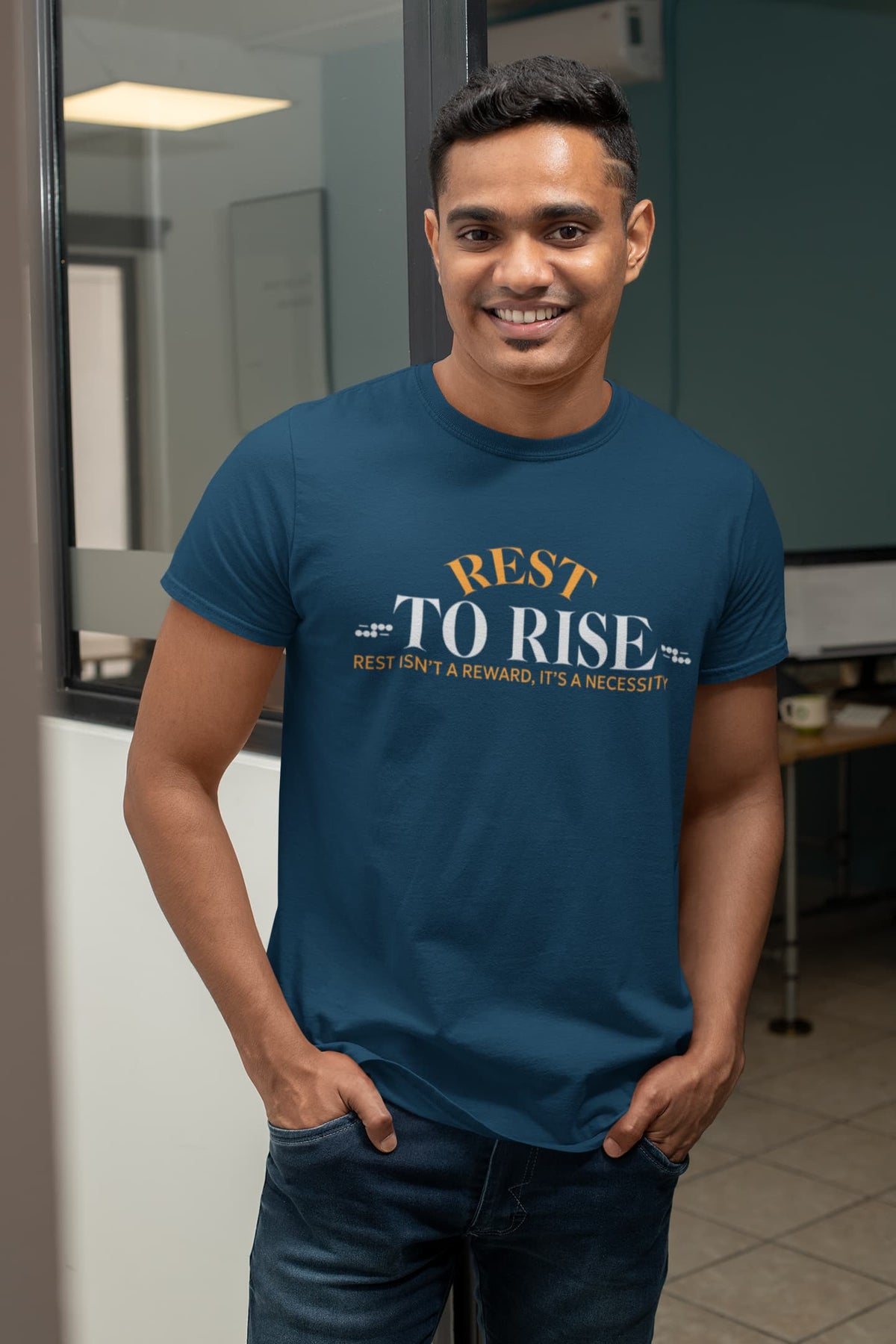 Karavirs® Rest Navy Blue graphic tee for men India