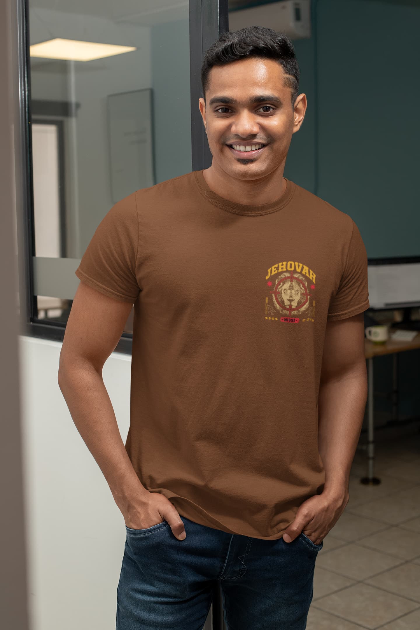 Men's Chocolate Brown Round Neck T-shirt