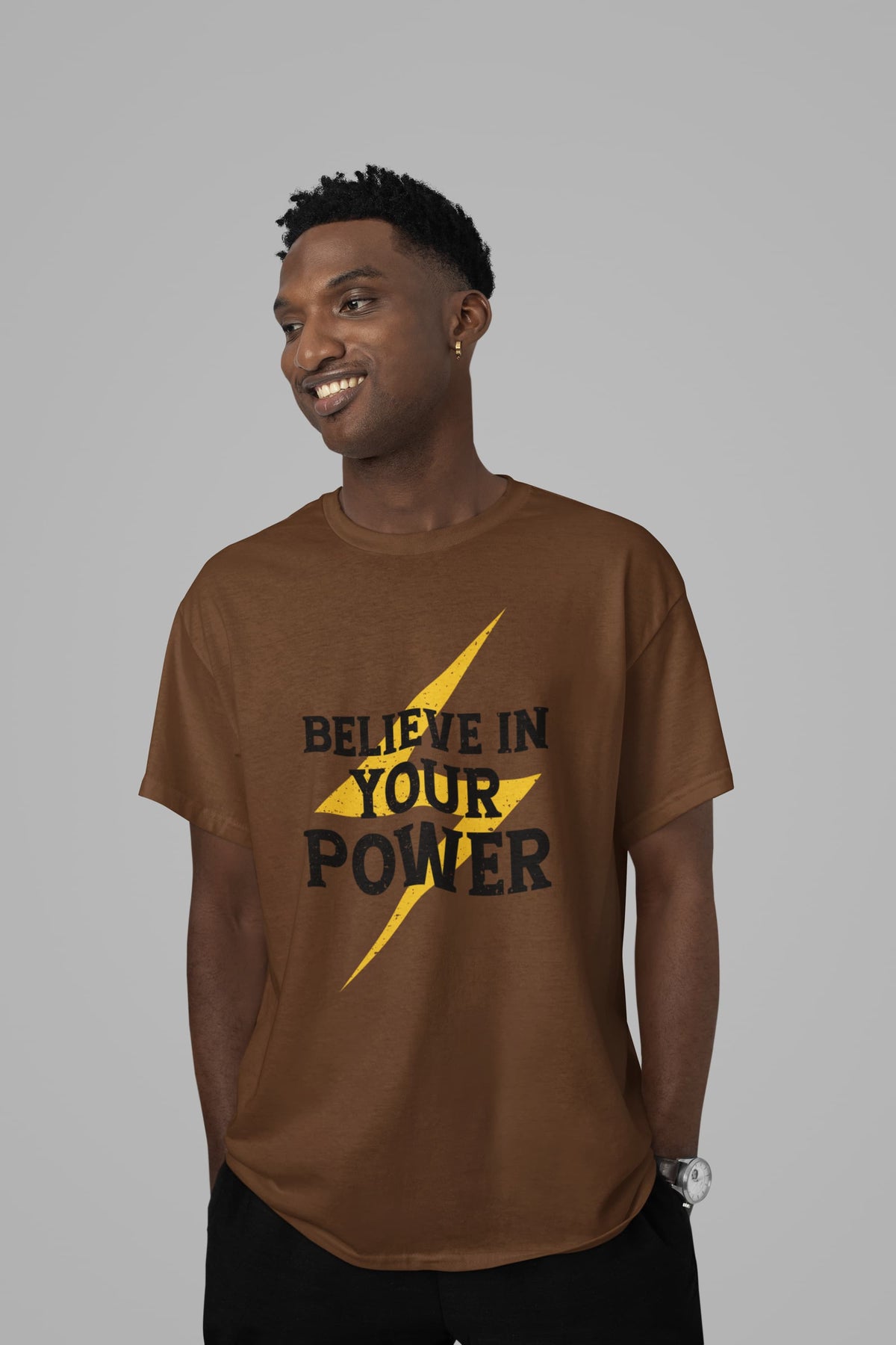 Karavirs® Empowered Coffee Brown graphic tee for men India
