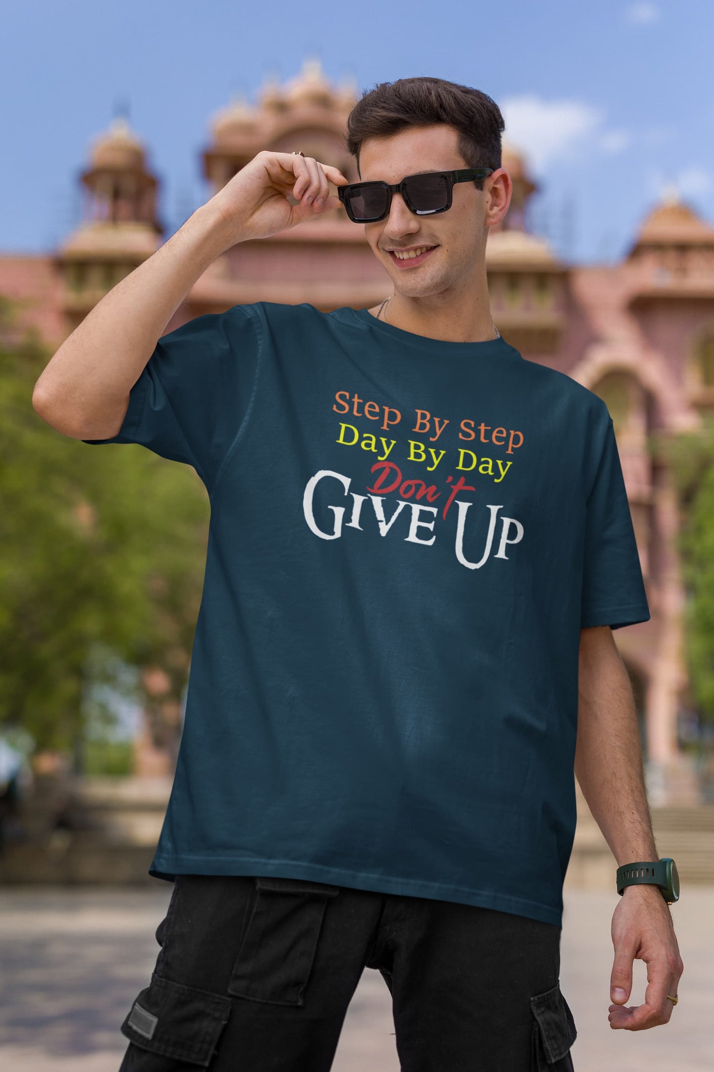 MENS NAVY BLUE OVERSIZED ROUNDNECK T-SHIRT