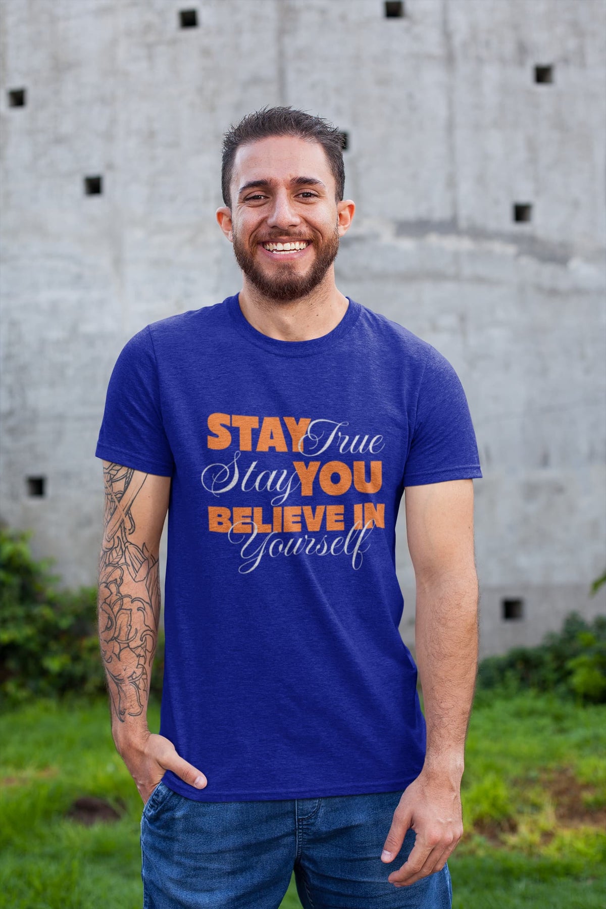 Karavirs® Desert Royal Blue graphic tee for men India
