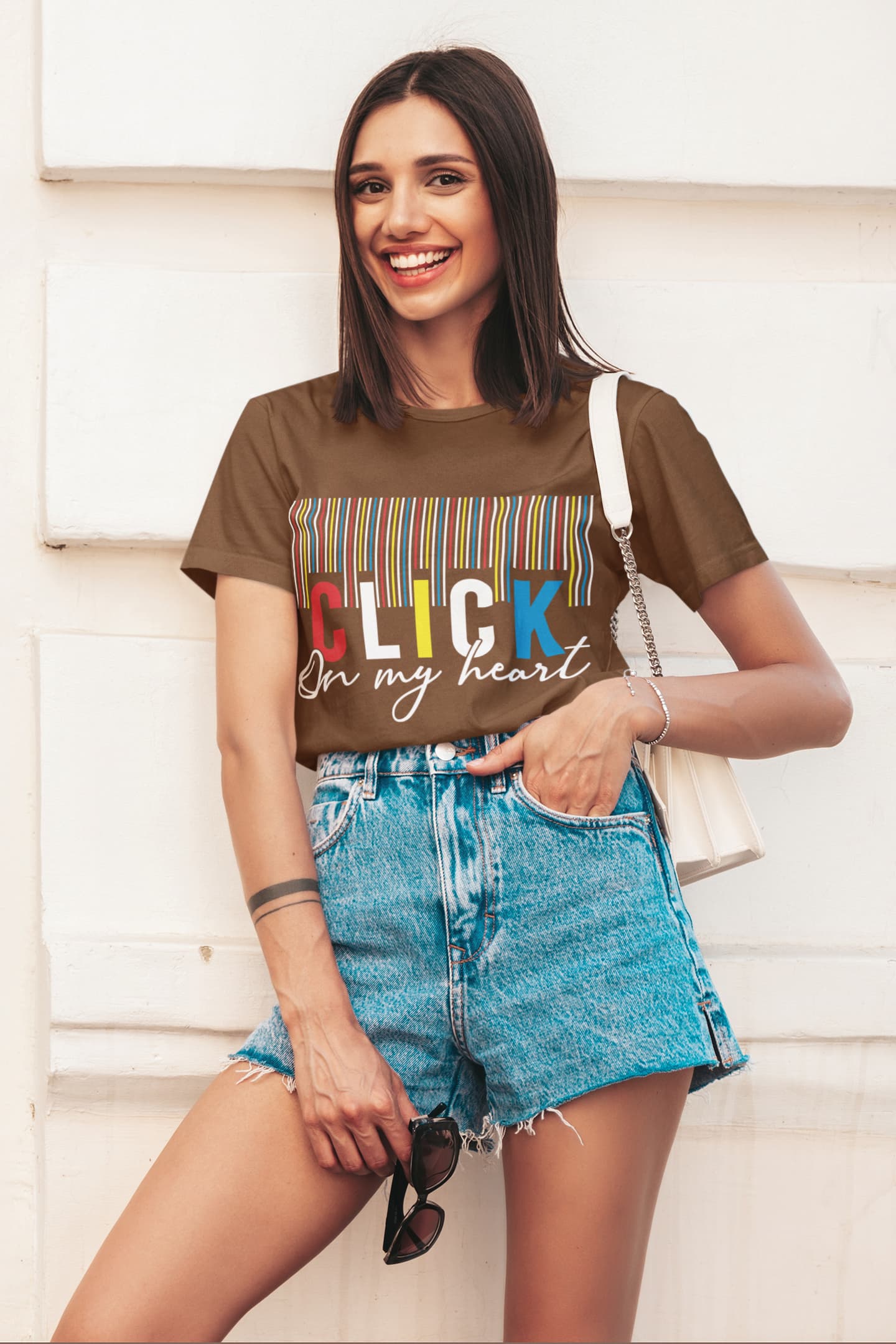 Women's Coffee Brown Round Neck T-shirts