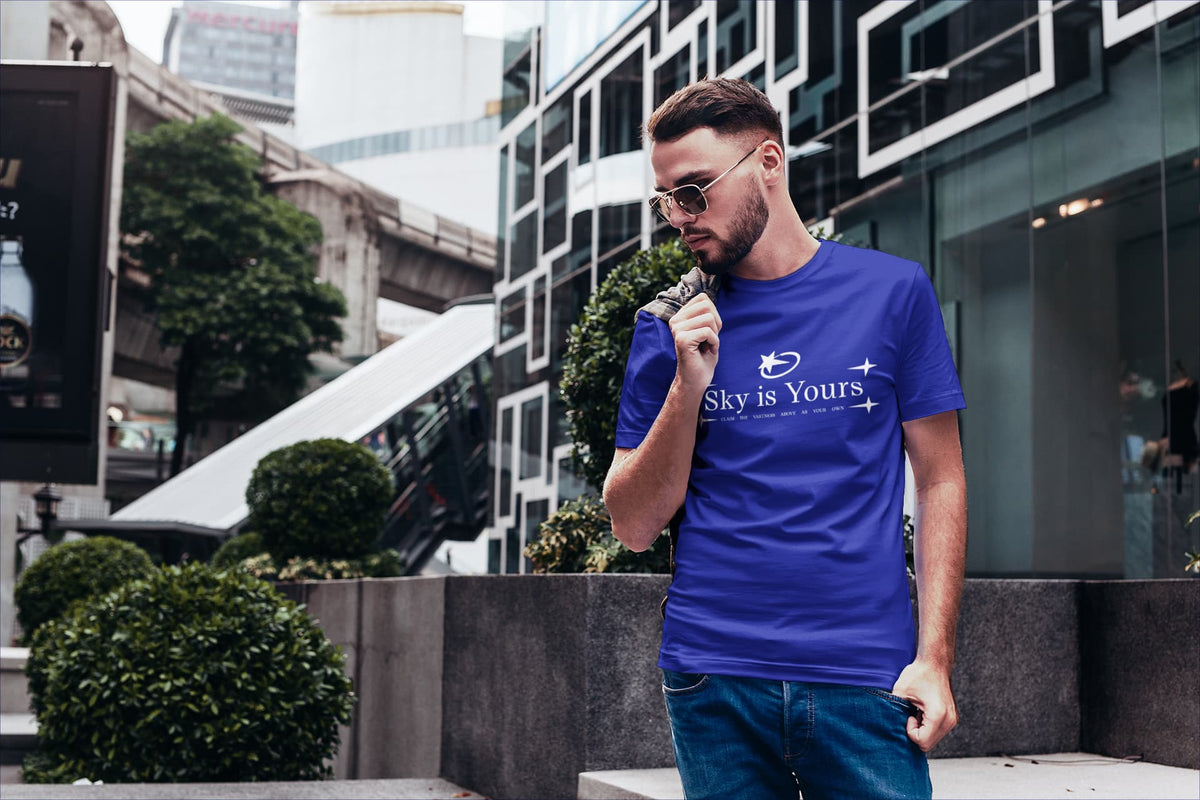 Karavirs® Sky Royal Blue graphic tee for men India