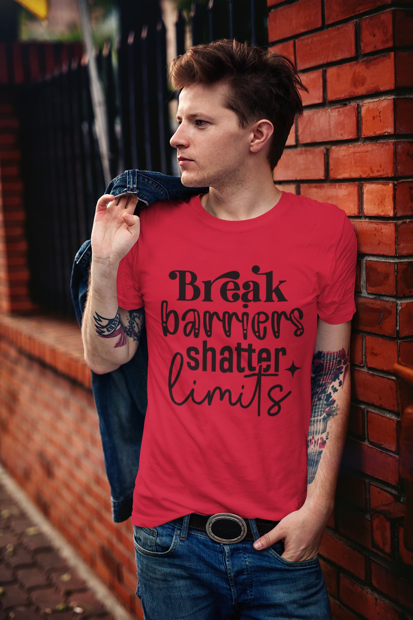 MENS RED ROUNDNECK T-SHIRT