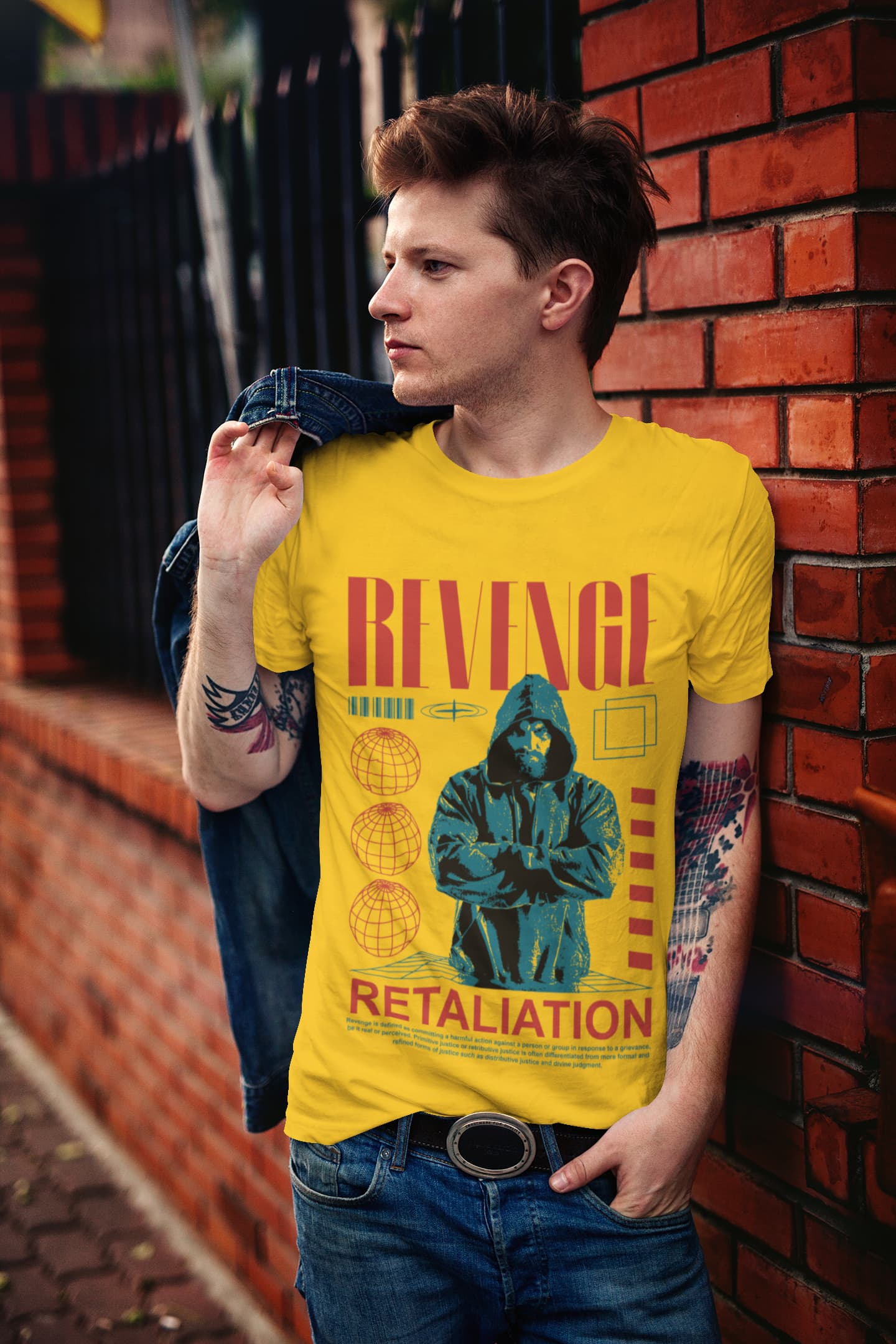 Men's Golden Yellow Round Neck T-shirts