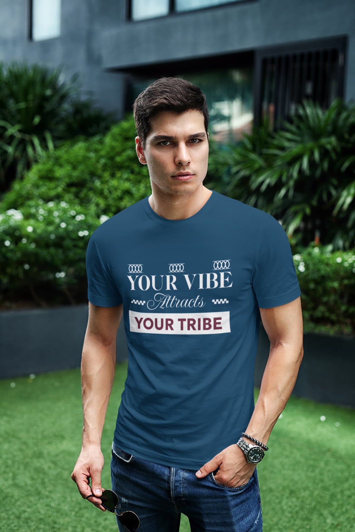 Karavirs® Sceptre Navy Blue graphic tee for men India