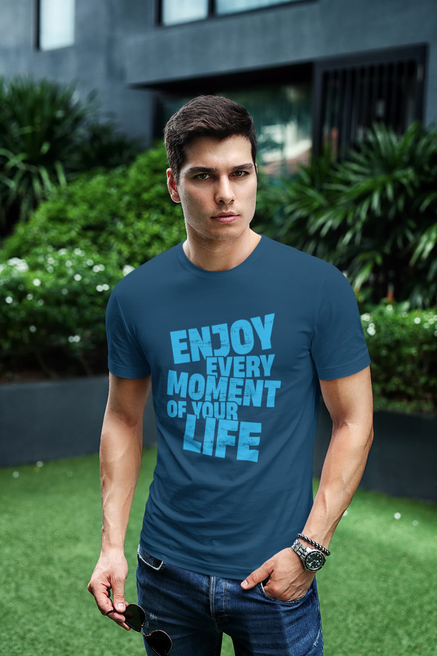 MENS NAVY BLUE ROUNDNECK T-SHIRT