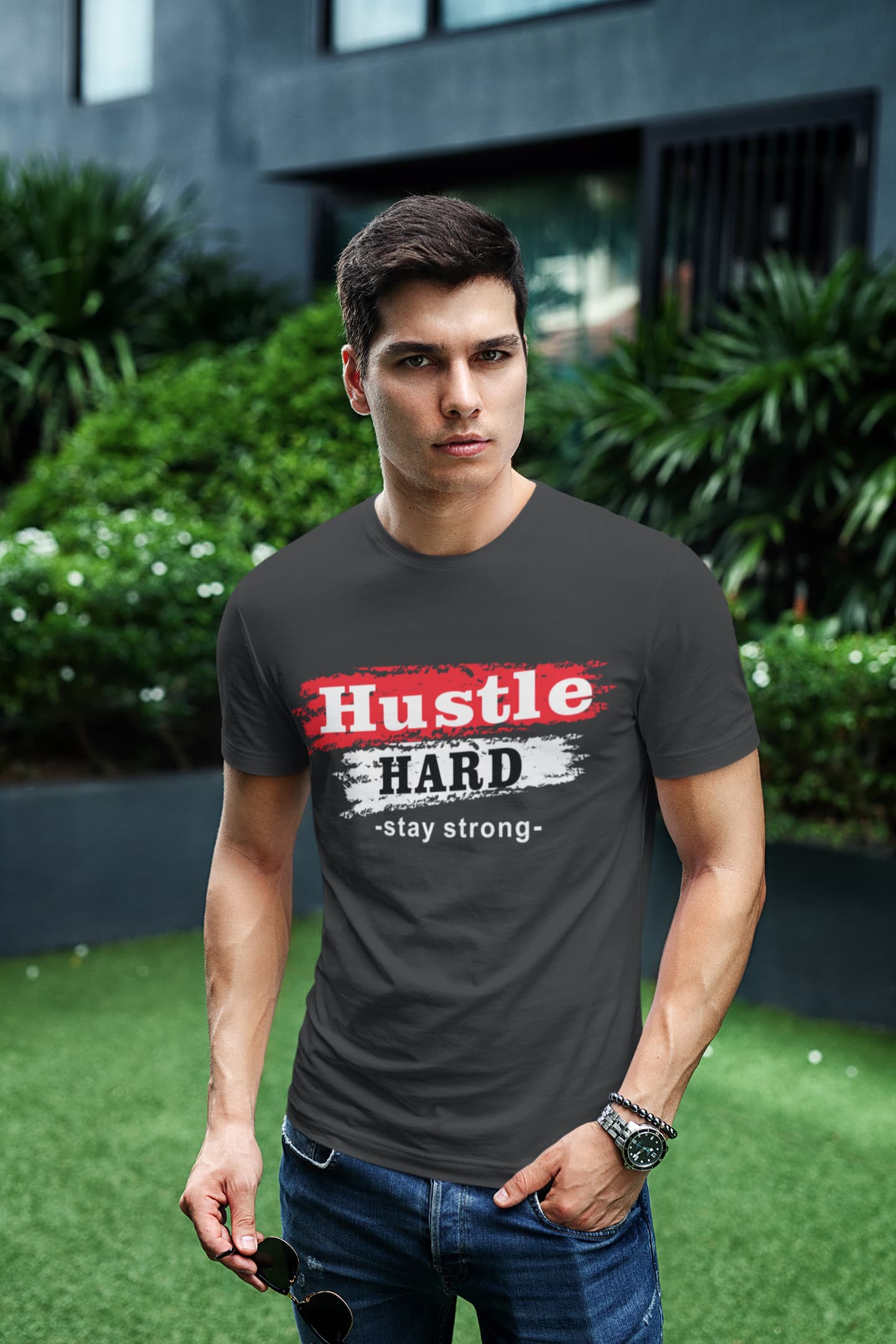 Men's Black Round Neck T-shirts