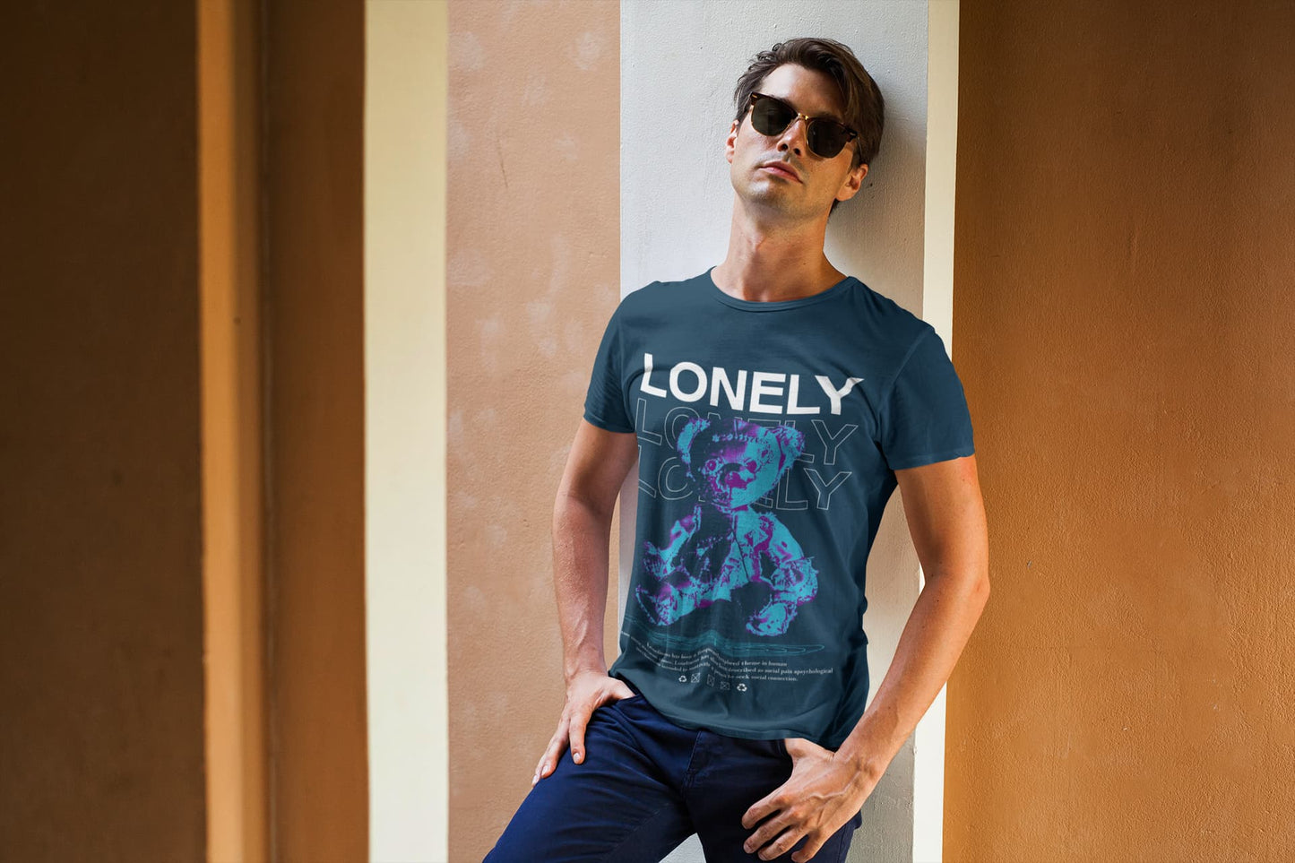 Men's Navy Blue Round Neck T-shirts