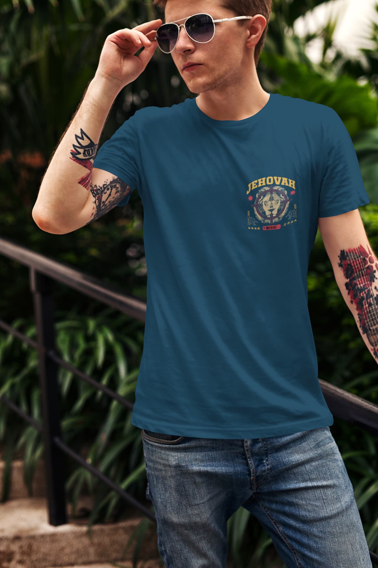 Men's Navy Blue Round Neck T-shirt