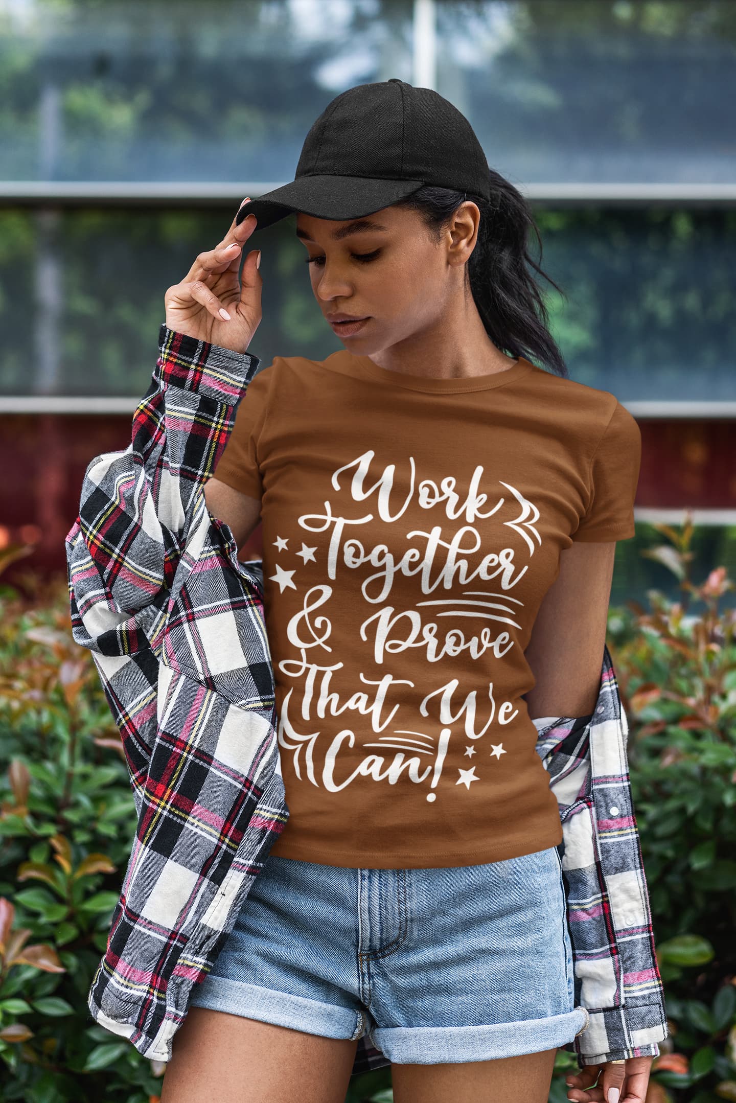 Women's Coffee Brown Round Neck T-shirts