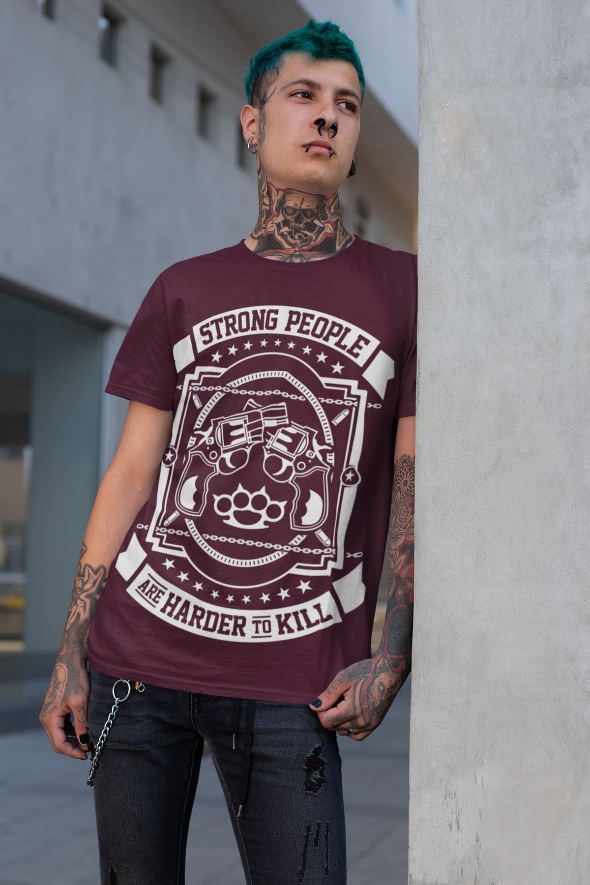 Men's Burgundy Round Neck T-shirts