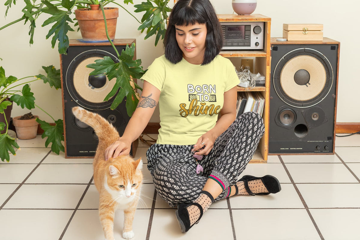 Karavirs® Luminous Butter Yellow graphic tee for women India