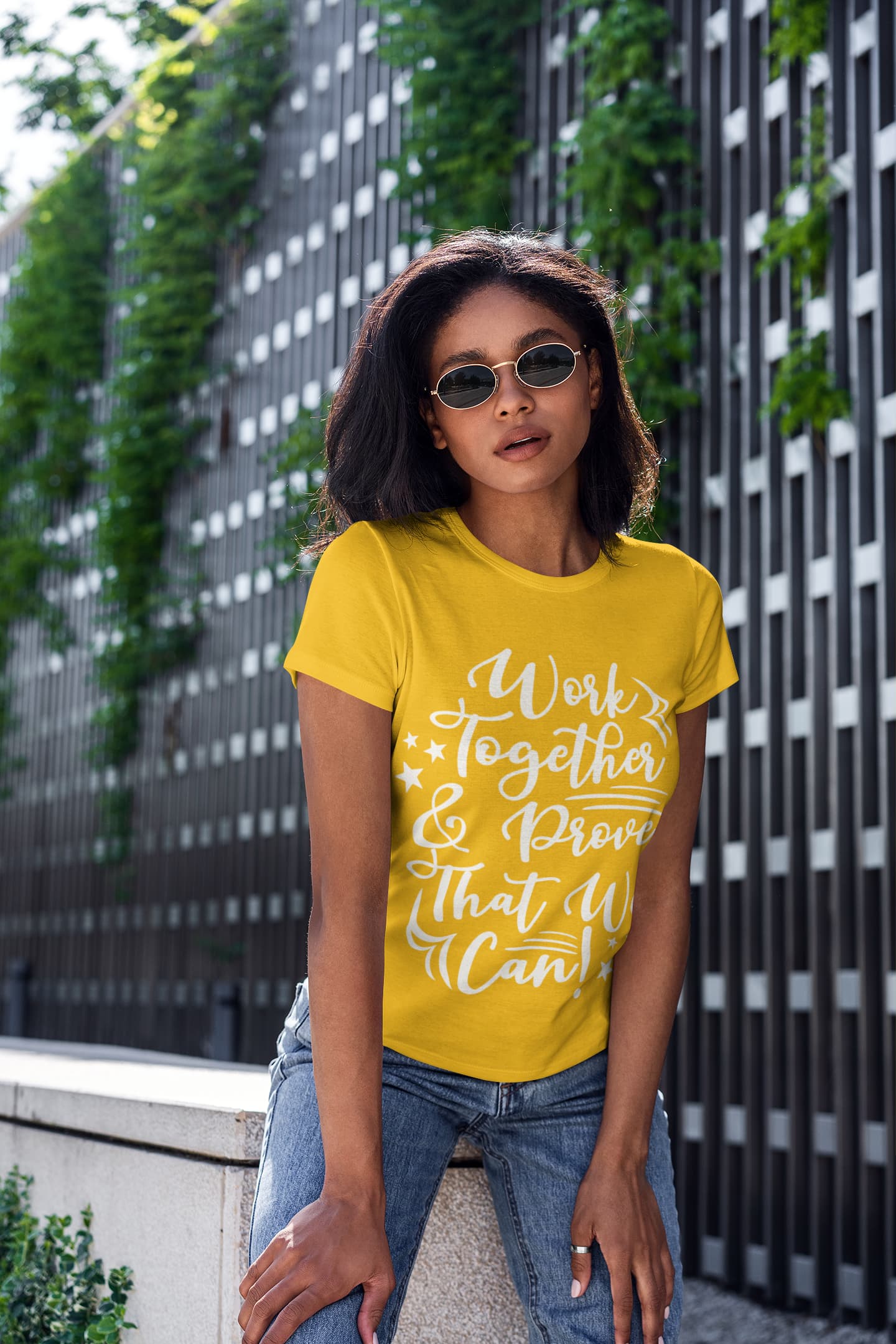 Women's Golden Yellow Round Neck T-shirts