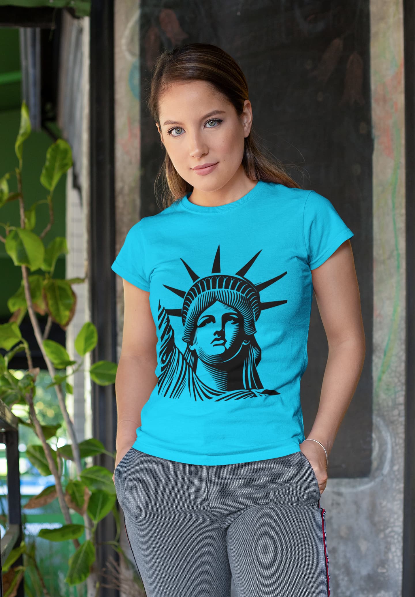 Women's Sky Blue Round Neck -shirts