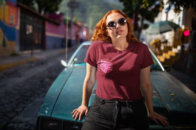 WOMENS MAROON ROUNDNECK T-SHIRT