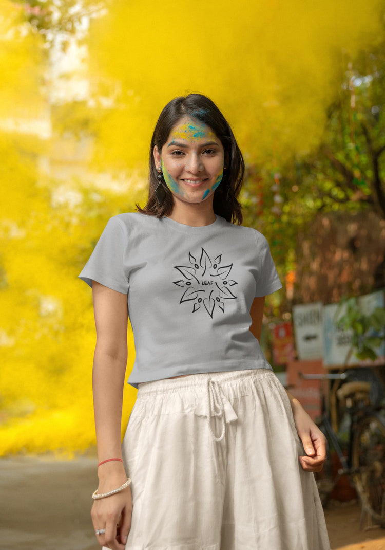 WOMENS MELANGE GREY CROP TOP