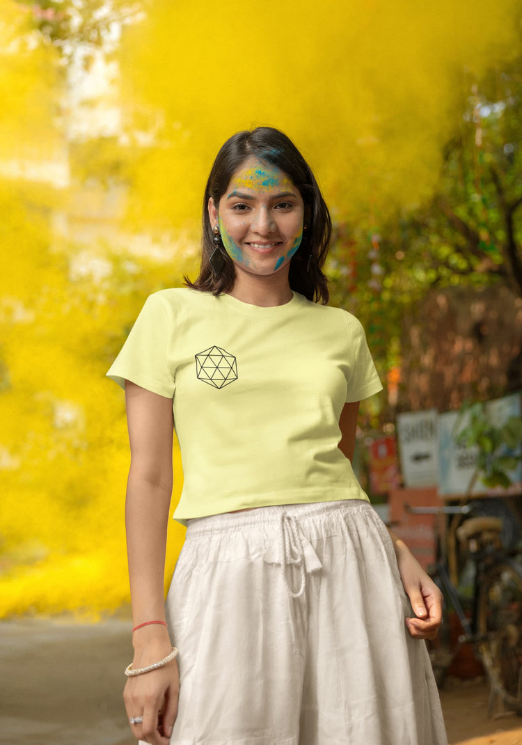 WOMENS BUTTER YELLLOW CROP TOP