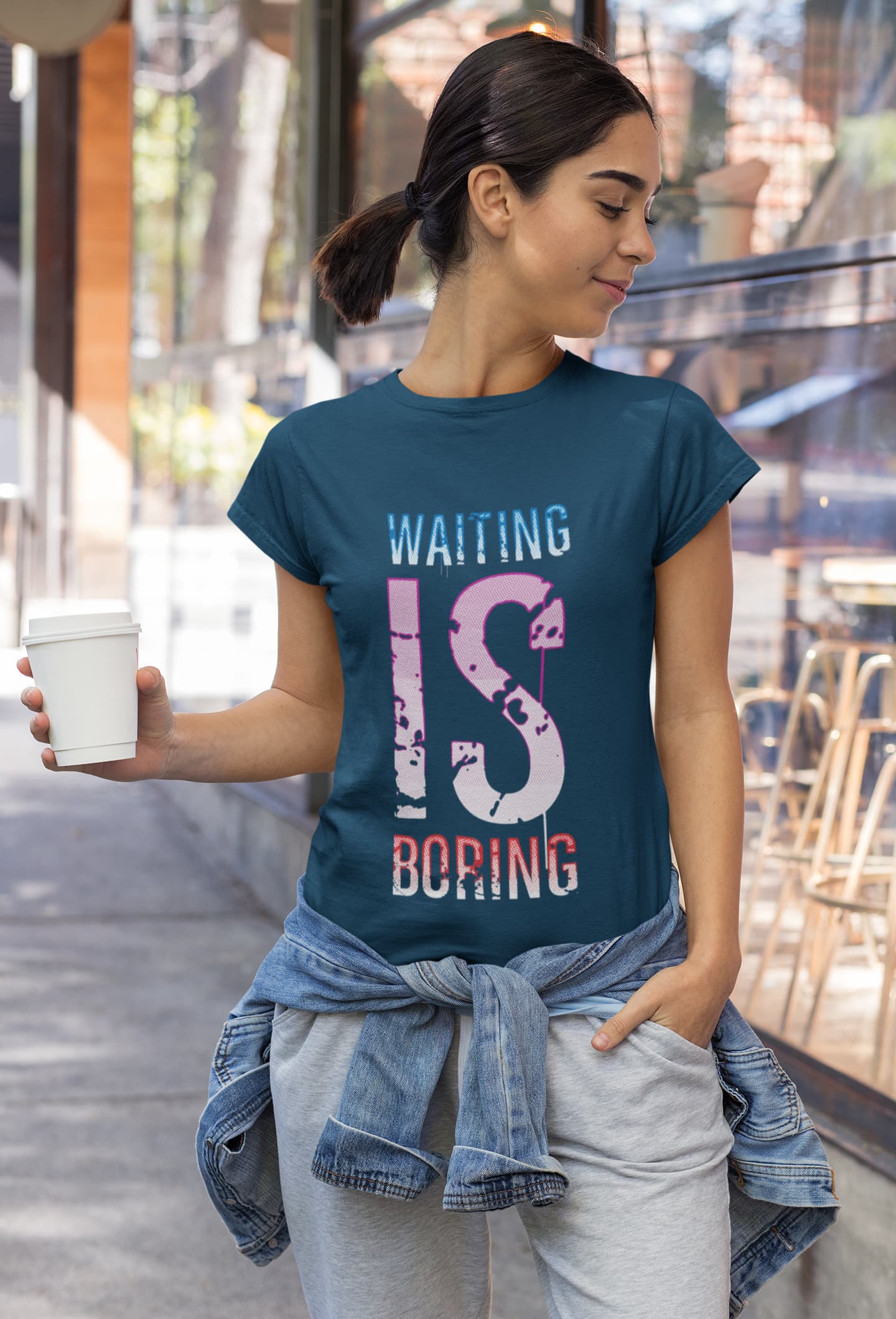 Women's Navy Blue Round Neck T-shirts
