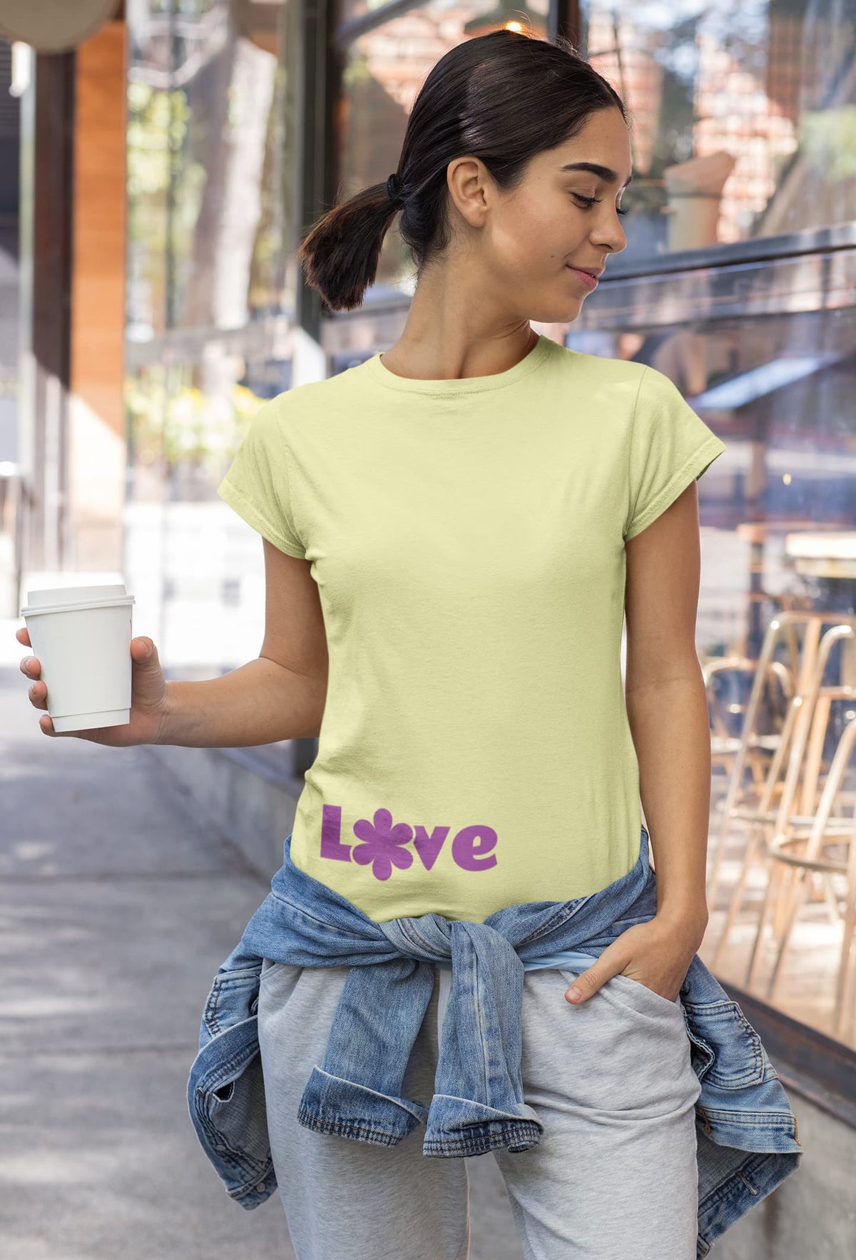 Women's Butter Yellow Round Neck T-shirts