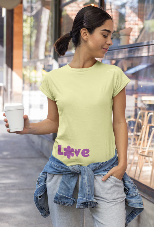 Women's Butter Yellow Round Neck T-shirts