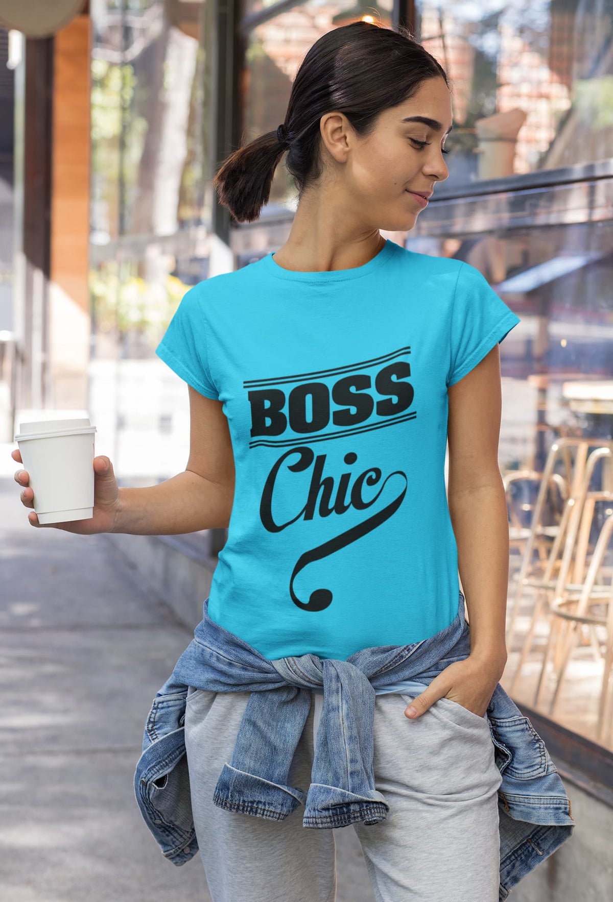 Karavirs® Chic Sky Blue graphic tee for women India