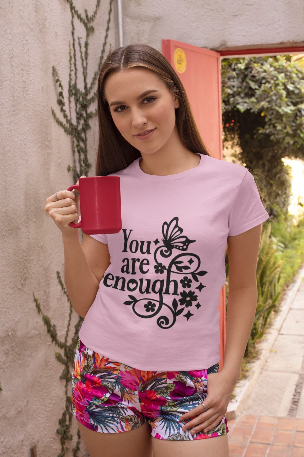 Women's Light Pink Round Neck T-shirts