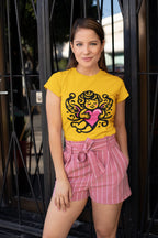 Women's Golden Yellow Round Neck T-shirts