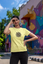 Women's Butter Yellow Round Neck T-shirts