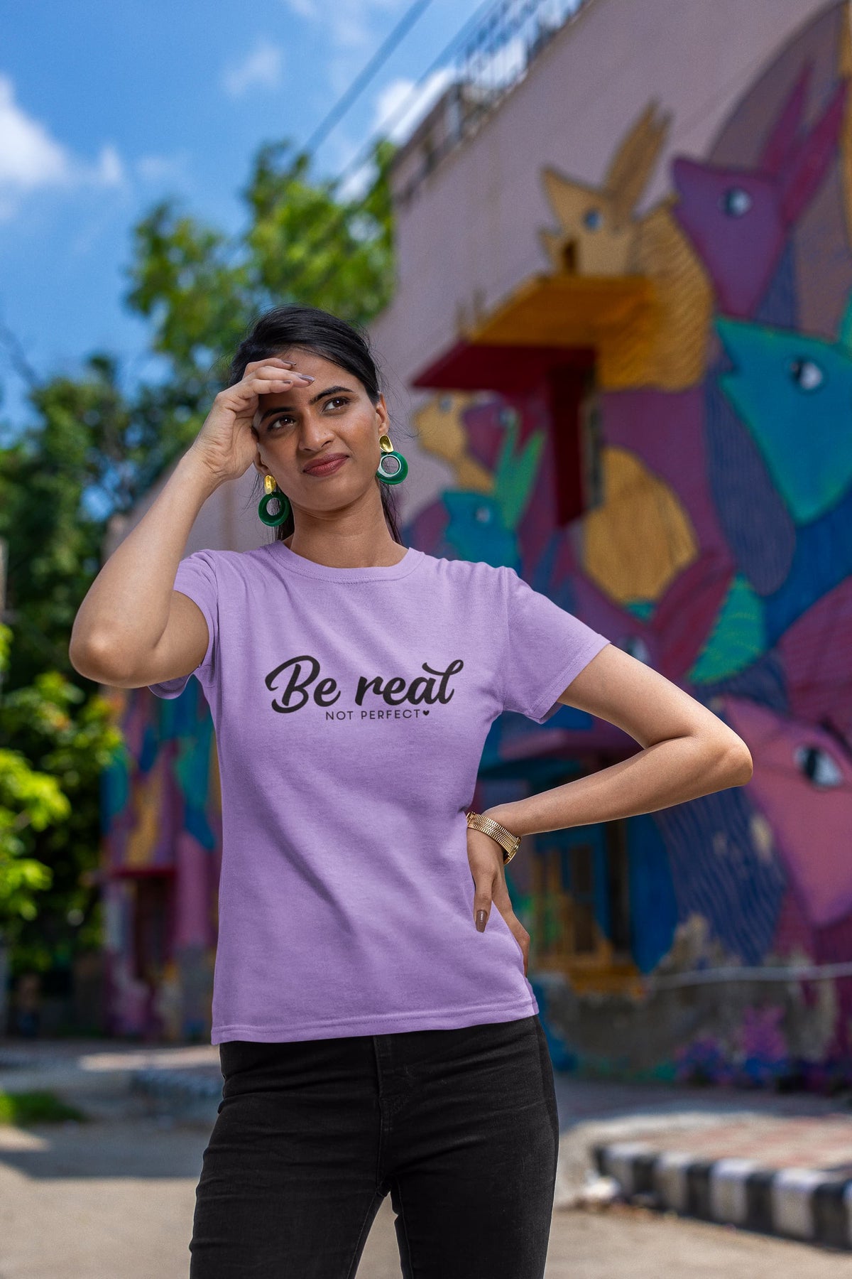 Karavirs® Real Iris Lavender graphic tee for women India