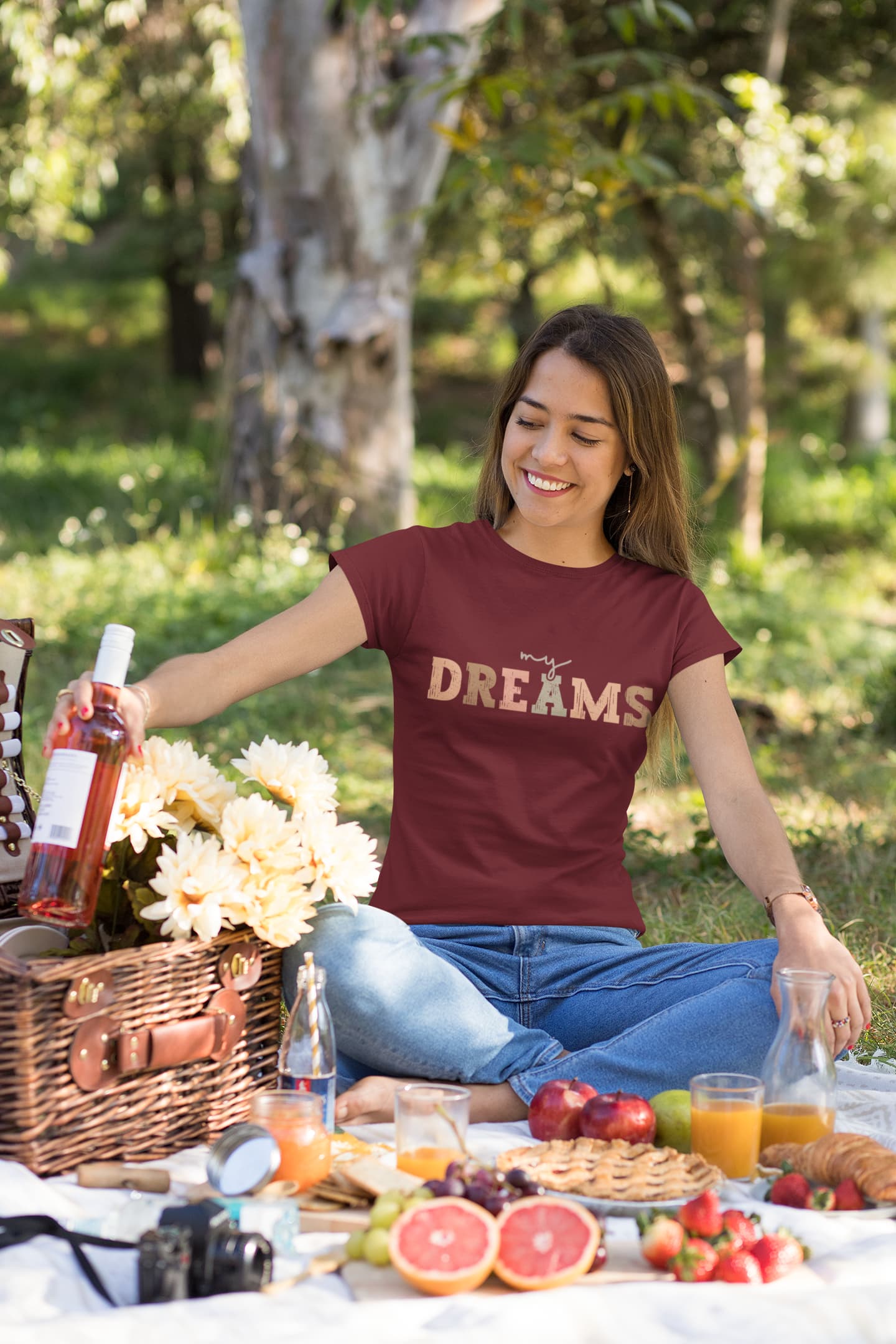 Women's Maroon Round Neck T-shirts