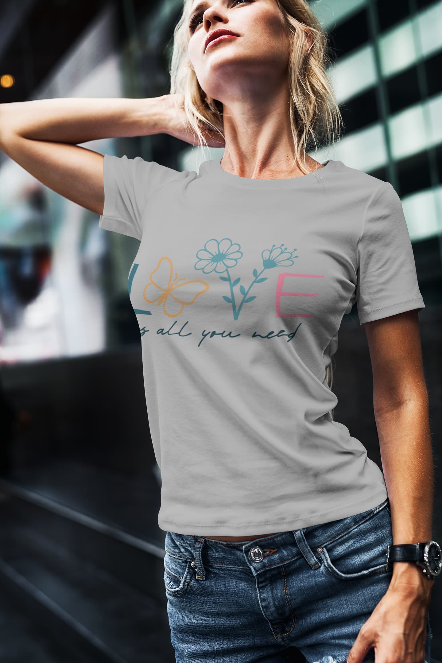 Women's Melange Grey Round Neck T-shirts