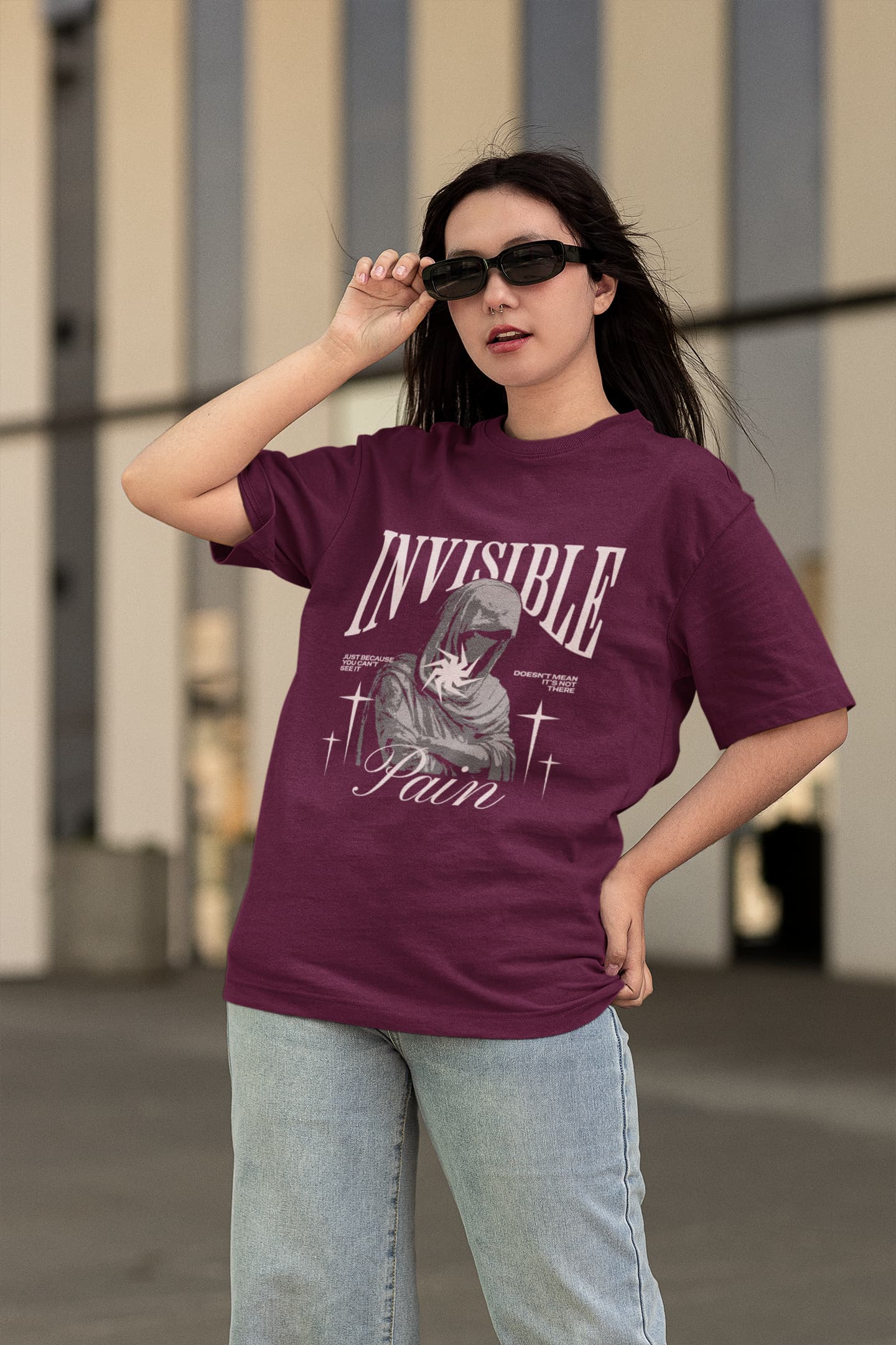 UNISEX BURGUNDY OVERSIZED T-SHIRT 