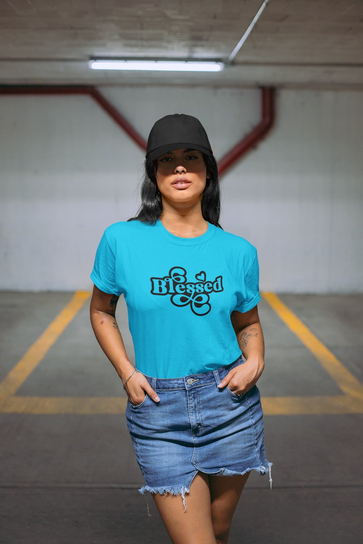 WOMEN SKY BLUE ROUNDNECK T-SHIRT