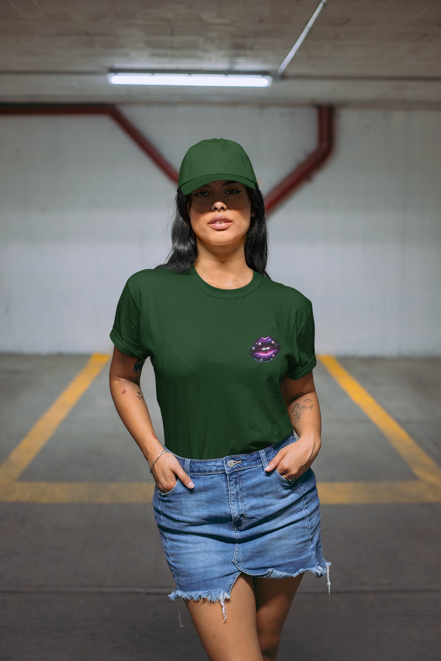 Women's Olive Green Round Neck T-shirts