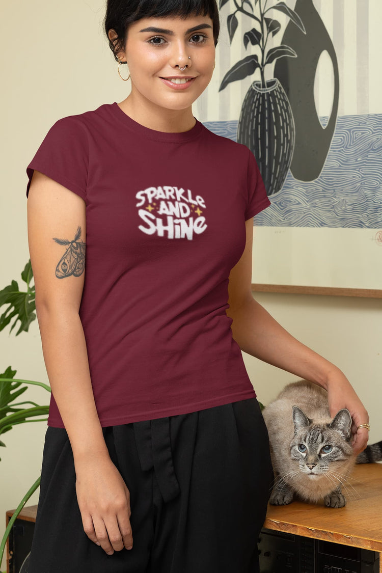 WOMENS MAROON ROUNDNECK T-SHIRT