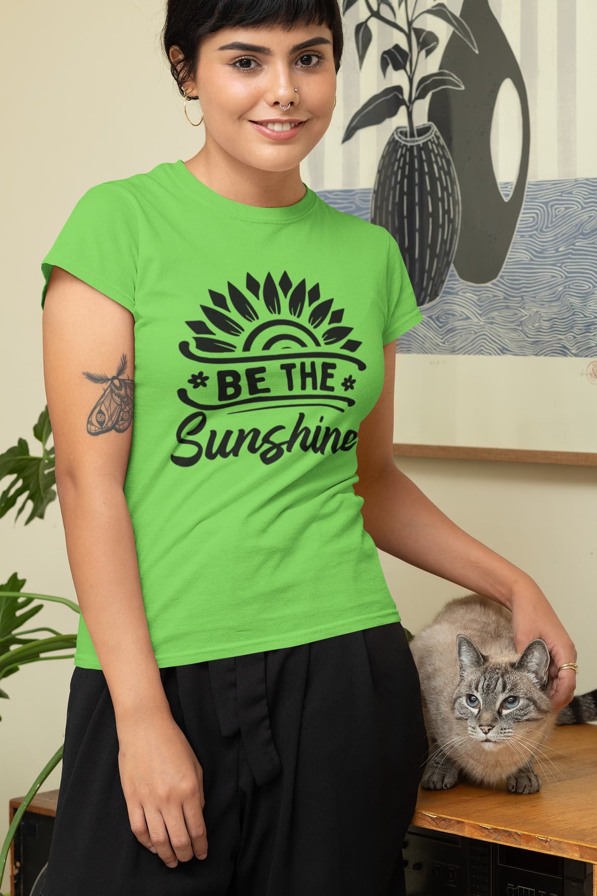 Karavirs® Sunshine Liril Green graphic tee for women India