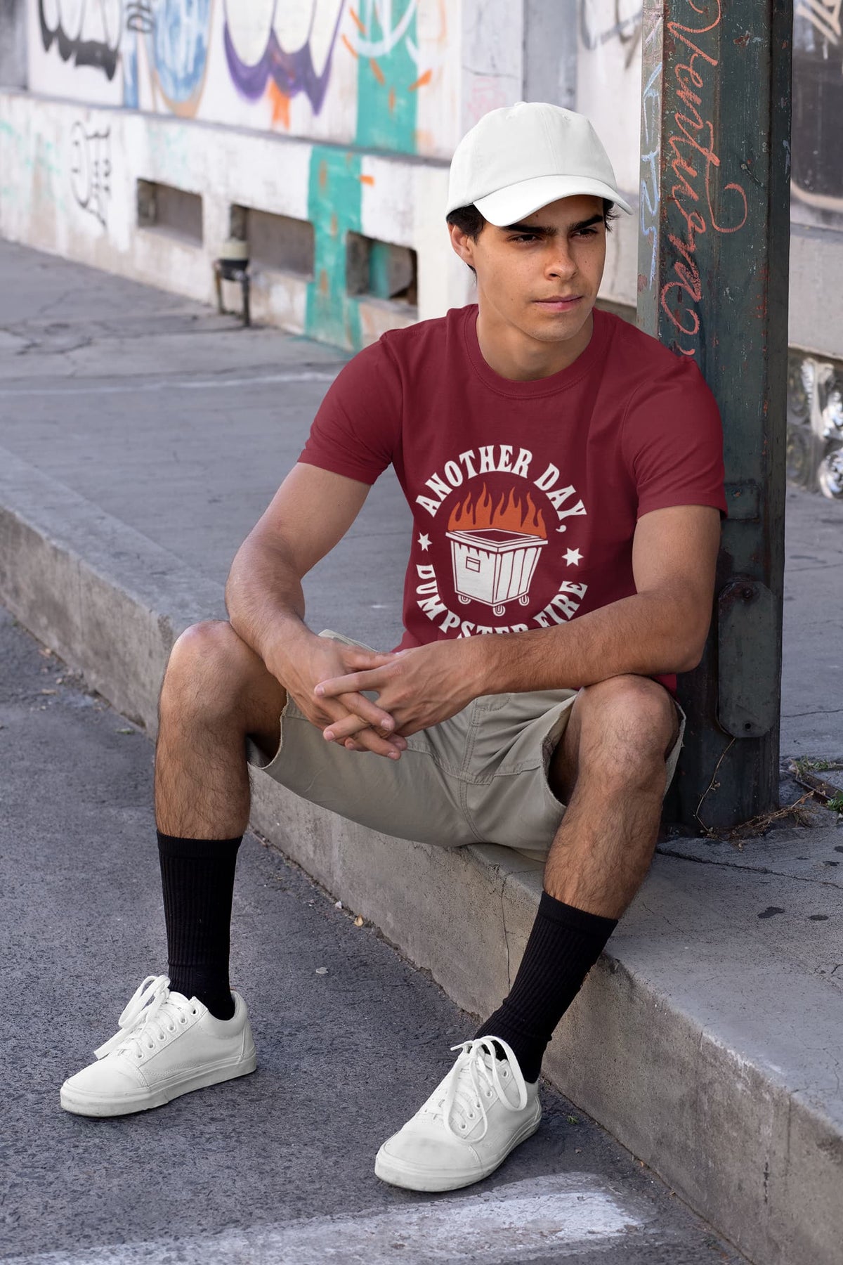 Men's Maroon Round Neck T-shirts