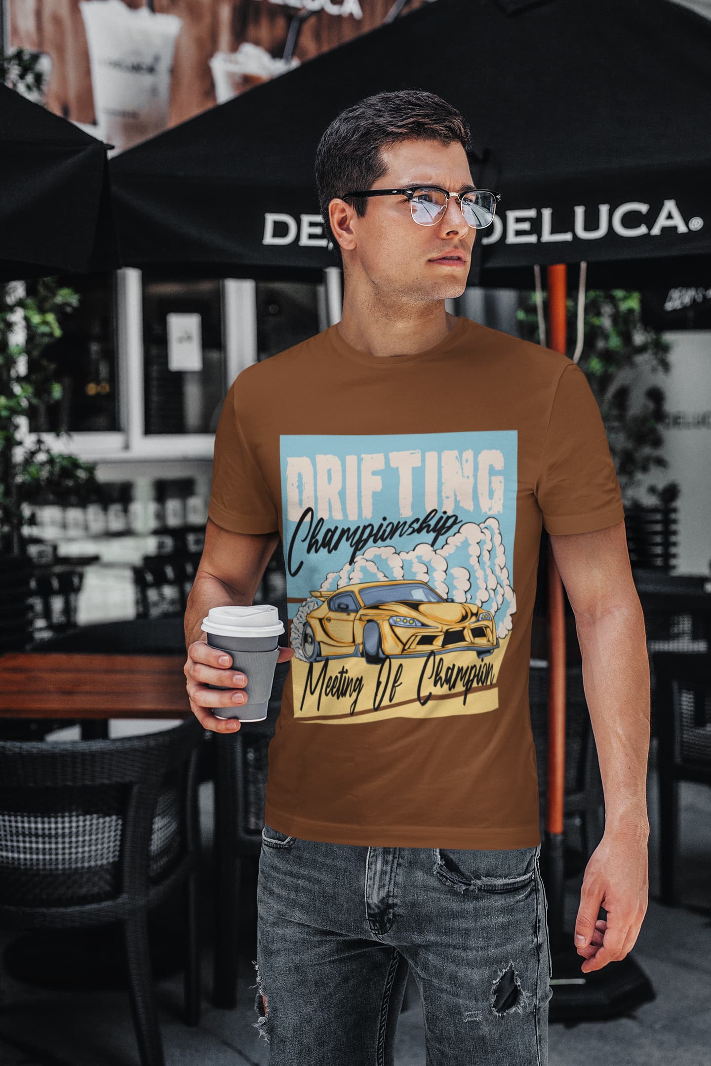 Men's Coffee Brown Round Neck T-shirts